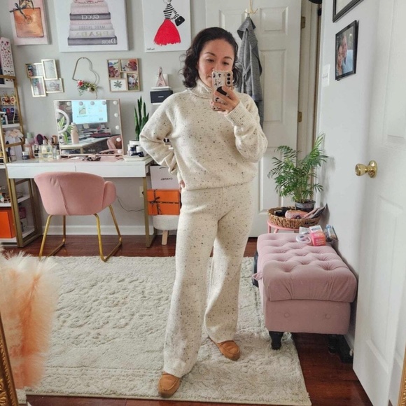 2 Piece Knit Set Turtleneck Sweater & Pants Beige - Picture 10 of 16